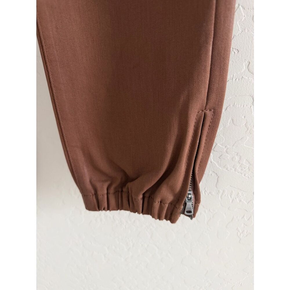 NEW Paige Revolve Mayslie Crop Jogger Style Pants in Coated Brown Size 26 - Picture 10 of 15